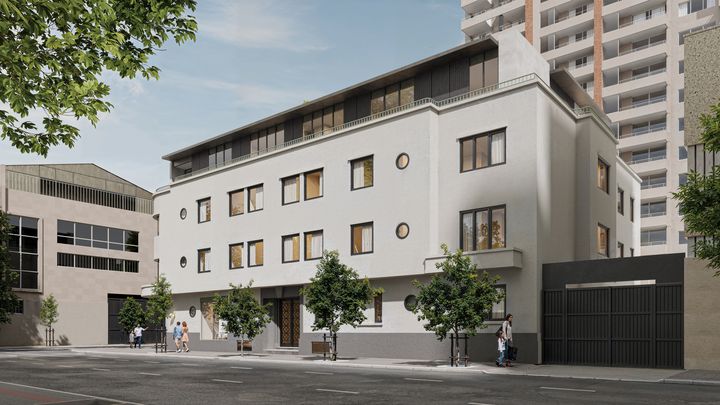 Render de la fachada de Cassá Lucía por Alonso de Ovalle, con sus ventanas redondas originales